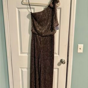One-Shoulder Metallic Jumpsuit